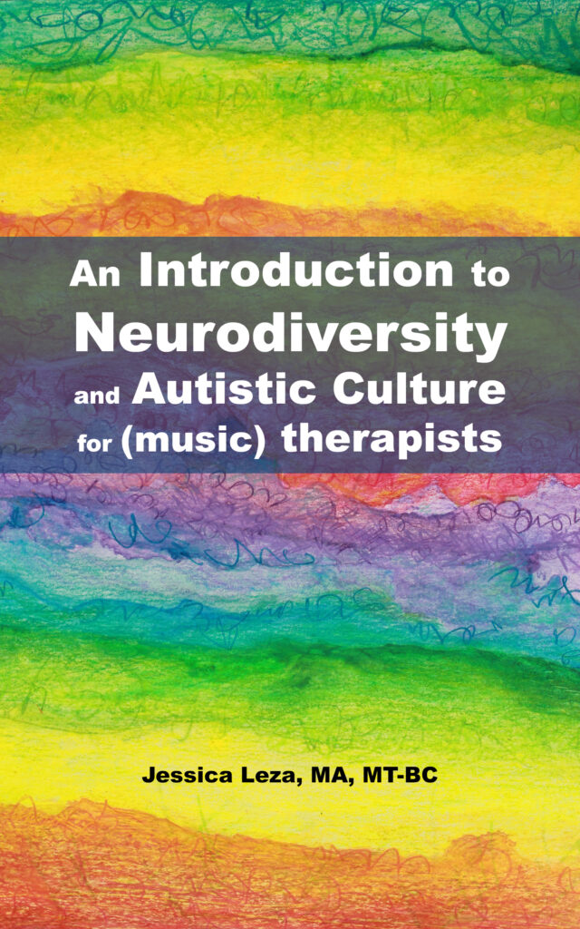 watercolor rainbow cover of the book "An Introduction to Neurodiversity and Autistic Culture for (Music) Therapists"